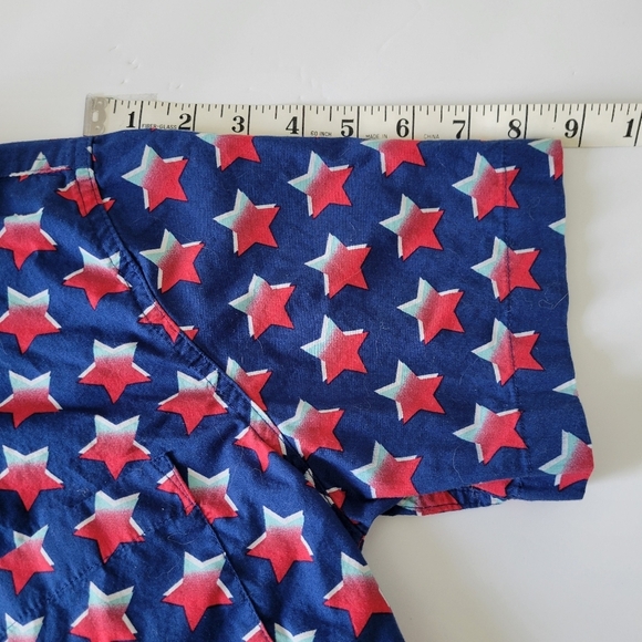 Edgar And Ash Blue Red Stars AOP Patriotic Summer Button Down Shirt - Picture 10 of 10